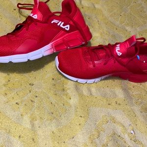 Red and white fila